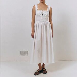 VRG GRL FRENCH SILHOUETTE MIDI DRESS WHITE NWT